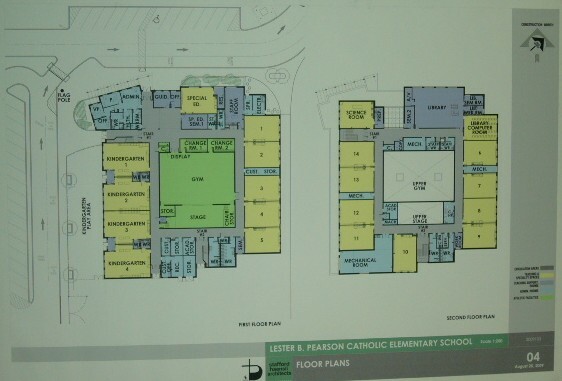 Mock up plans of the inside of Lester B. Pearson Catholic Elementary School