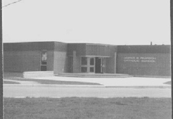 Picture of the front of Lester B. Pearson Catholic Elementary School in 1975