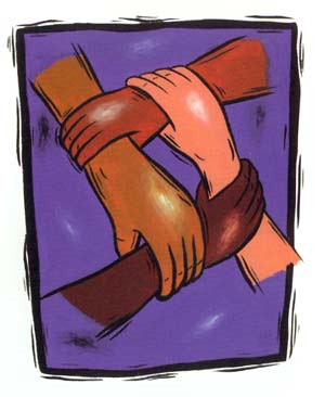 Graphic of 4 people holding hands